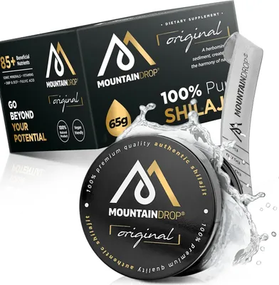 Produktbild von Mountaindrop Mumijo Shilajit Original 65g I traditionelle Nahrungsergänzung mit Fulvinsäure & Huminsäure aus dem Altai Gebirge I Ayurveda Supplement