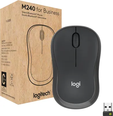 Image de Logitech M240 Silent, ambidextre, optique, RF Wireless + Bluetooth, 4000 DPI, graphite