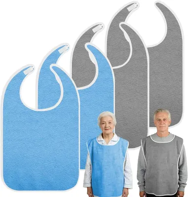 Imagen del producto de Baberos para adultos, lavables, de 72x44 cm, paquete de 4 unidades, para proteger la ropa durante las comidas