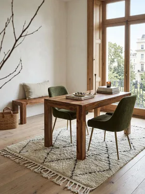 Produktbild von Esstisch MUMBAI Massivholz Sheesham 120 cm Esszimmer-Tisch Holztisch Design Küchentisch Landhaus-Stil dunkel-braun