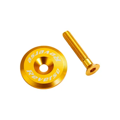 Produktbild von Reverse Alu Steuersatzkappe + Alu Schraube M6x32 gold