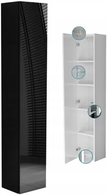 Zdjęcie produktu dla słupek łazienkowy komin 30 160x30 słupek do łazienki czarny + połysk 160cm