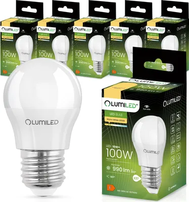 Produktbild von LUMILED LED Lampen E27 P45 10W ersetzt (75W Glühlampe) 6 Stück Set | 990lm 3000K Warmweiß | 180° Lichtwinkel 230V | Glühbirne Birne Leuchtmittel Tropfenform Kugel Energiesparlampe