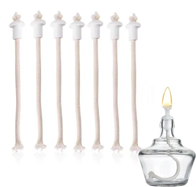Docht-Set, 7 Stück, Baumwolle, geflochten, mit Keramikhalter, 18 cm