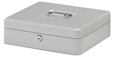 Obrázok produktu pre Uzamykateľná pokladnička – sivá, 310 x 225 x 75 mm