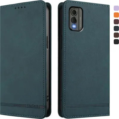 Produktbild von Hülle für Nokia C32, Retro Kunstleder Ständer Klapphülle mit Kartenfächer und Magnetische Grün
