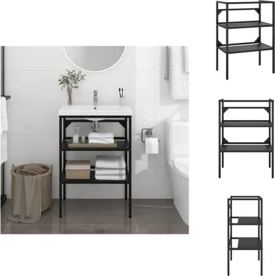 Zdjęcie produktu dla vidaXL Stelaż do umywalki czarny 59x38x83 cm żelazny - Umywalki łazienkowe
