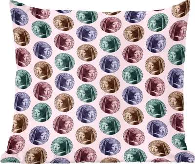 Produktbild von MuchoWow® Zierkissen Sofakissen Wohnzimmer Dekokissen 60x60 cm Girl with a Pearl Earring - Muster - Farben - Sitzfläche - Foto Polster