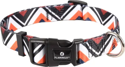 Obrázek produktu pro Obojek Flamingo Stian bílá/černá/oranžová, rozměry: 40–55 cm / 20 mm