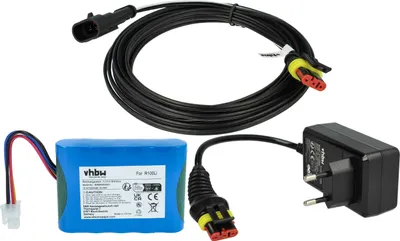 Produktbild von vhbw 1x Netzteil, 1x 3000 mAh Akku, 1x 5 m Niederspannungskabel kompatibel mit Gardena SILENO R160Li (2016) Rasenmäher