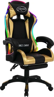 Immagine prodotto di Sedia da gaming vidaXL con luci LED RGB, in Pelle finta oro e nero