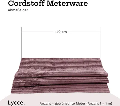 Cordstoff Meterware 1,40 m breiter Polsterstoff für Möbel Kissenbezüge DIY Zuschnitt altrosa