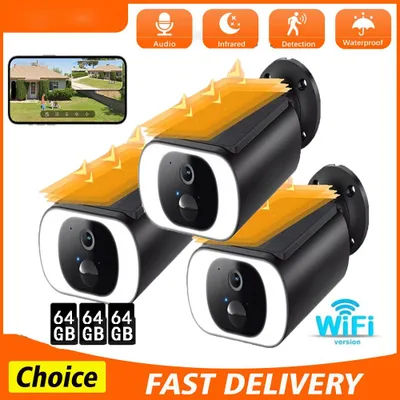 Obrázek produktu pro 2K dohledová kamera Venkovní solární, dohledová kamera Venkovní baterie 2,4GHz WLAN kamera 64GB 3X