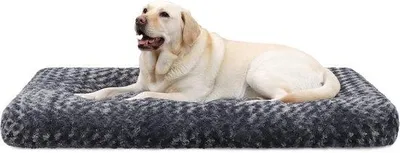 Produktbild von Hundebett für große Hunde, waschbar, XXL Hundekissen, weich, Hundemat für große und mittelgroße Hunde, Anti-Slip-Unterseite, atmend, Haustierbett, dunkelgrau, 122 x 74 cm