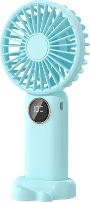 Obrázok produktu pre Prenosný ventilátor, mini ručný ventilátor, elektrický, podporuje 5 nastaviteľných rýchlostí vetra, tichá prevádzka, napájaný USB a lítiovou batériou, odnímateľný kryt, vhodný pre deti, ženy, dospelých, do domácnosti, kancelárie, na cesty, do ubytovne