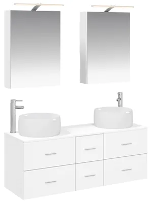 Immagine prodotto di Set di mobili da bagno, 5 pezzi, bianco. Materiali: legno composito e vetro