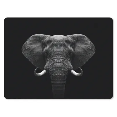 Produktbild von MuchoWow® Mauspad Mousepad Tiere - Elefant - Porträt - Schwarz - Weiß 40x30 cm - Mousepads - Maus Mat - Pad - Mausunterlage - Anti Rutsch