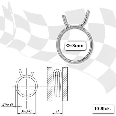 Image de Colliers de serrage pour tuyaux d'essence 8 mm