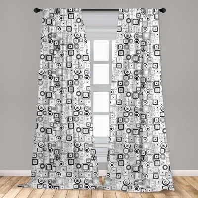 Produktbild von Abakuhaus, Fenstervorhänge, Quadrate Kreise, 2-Panel-Set, 140 x 160 cm