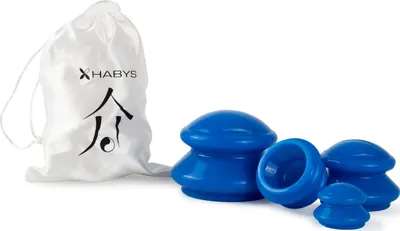 Produktbild von Habys Silikon Schröpfgläser Schröpfköpfe | Saugglocke Massagegerät | Anti Cellulite Schröpfset Cuppin Set | 4 Stück Marineblau