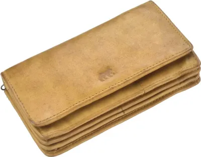 Produktbild von Bear Design Damen Geldbörse 14 Kartenfächer Portemonnaie Geldbeutel Leder ockergelb CL782-ochre