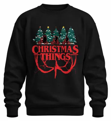 Produktbild von Christmas Things Stranger Weihnachten Demogorgon Upside Down Sweatshirt Pullover, Schwarz, L