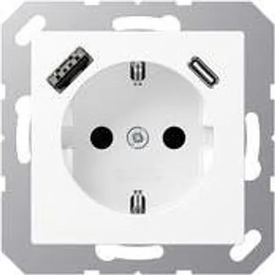 Produktbild von Jung SCHUKO Steckdose mit USB Typ AC A1520-15CAWWM (A1520-15CAWWM)