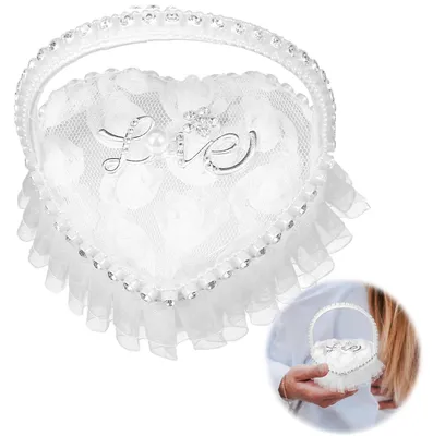 Immagine prodotto di Cuscino a forma di cuore per anelli, ideale per matrimoni e fidanzamenti