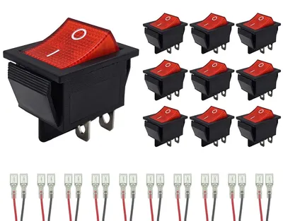 Produktbild von ProRide Wippschalter KCD4-202 2-polig 250V/16A 30 x 22 mm Rot 10 Stück