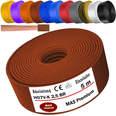 Image de Câble d'alimentation unipolaire H07 V-K, marron, 1 x 2,5 mm², flexible