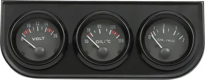 Immagine prodotto di Set di tre strumenti di misura, temperatura dell'olio, pressione dell'olio, nero