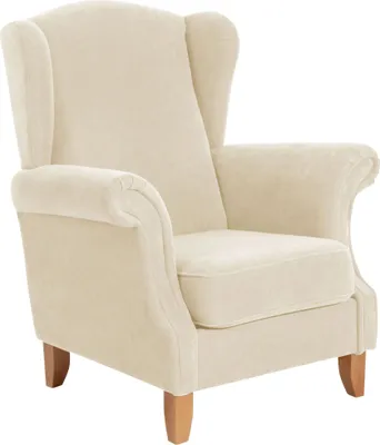 Produktbild von Ohrensessel Katria Bezug Veloursstoff Buche natur / creme 22840