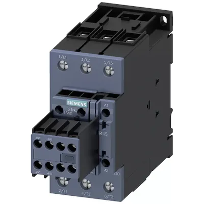 Produktbild von Siemens Schütz, AC-3e, 80 A/37 kW/400V, 3-polig, AC 42V/50Hz, 2S+2Ö, Schraubanschluss 3RT20381AD04