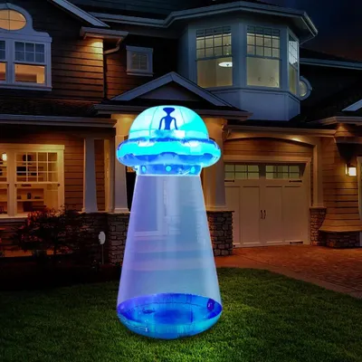 Immagine prodotto di Decorazione gonfiabile per Halloween - UFO - Altezza 2,74 m - Illuminazione a LED - Per uso esterno - Decorazione da giardino