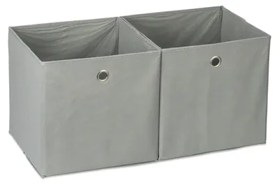 Produktbild von Relaxdays Aufbewahrungsbox Stoff 2er Set, quadratisch, Aufbewahrung für Regal, Stoffbox in Würfelform 30x30x30 cm, grau