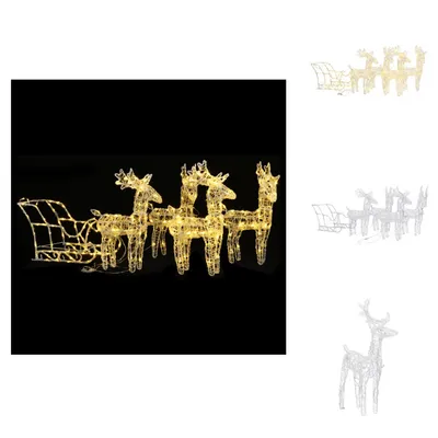 Image de vidaXL Décoration de Noël Rennes & traîneau 280x28x55 cm Acrylique - éclairage de Noël