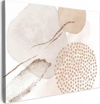 Produktbild von MuchoWow® - Leinwandbilder - Aquarell - Beige - Pastell - Modern - Abstrakt, Wandbild, Wanddeko Bilder Wohnzimmer, 80x60 cm