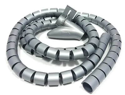 Immagine prodotto di Bambelaa! Canalina per cavi da 1,5 m accorciabile organizzatore di cavi flessibile in plastica diametro 20 mm (grigio, 1,5 m x 20 mm)