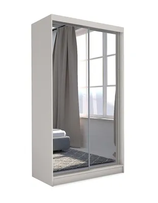 Image de Armoire BEAUTYSOFA avec portes coulissantes DEBRA - Armoire 120cm avec miroirs et tringle à vêtements (cachemire)
