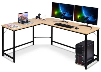 Immagine prodotto di Scrivania ad angolo - Scrivania a forma di L - Scrivania con sedia da gaming - Scrivania per computer - Scrivania da ufficio