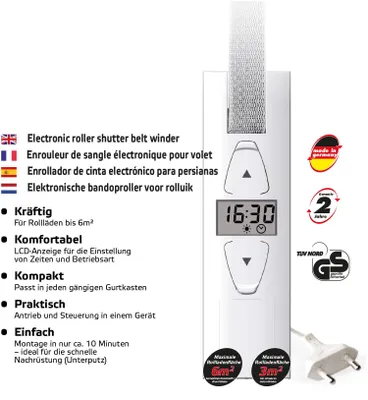 Produktbild von SuperRollo GW250 elektrischer Gurtwickler, Unterputz, für 23 mm, Rollladenantrieb bis 45 kg, SR10250