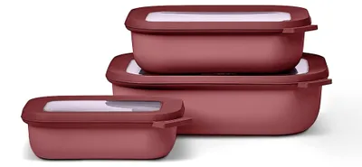 Immagine prodotto di Set di 3 pezzi Mepal multi bowl Cirqula Rectangular - Stoviglie per microonde - Adatte come contenitore, frigorifero, congelatore e stoviglie per microonde - 500, 1000 e 2000 ml - Malva vivace