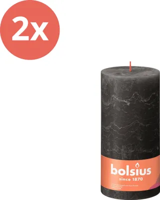 Produktbild von Bolsius - Rustikale Stumpenkerze - 200/100 - 1 Stück pro Packung - Stormy Grey - Vorteilspack - 2 Stücke