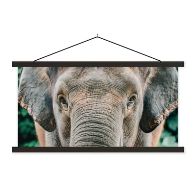 Produktbild von MuchoWow® Textilposter Elefant - Porträt - Tiere - Grau 120x60 cm mit schwarzem Rahmen - Dekoration Schlafzimmer