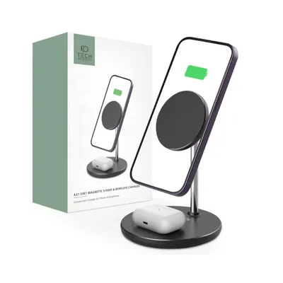 Zdjęcie produktu dla Bezprzewodowa ładowarka do telefonu Tech-Protect, magnetyczna, czarna