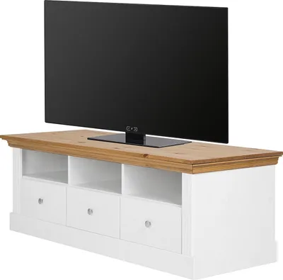 Produktbild von home24 Massives TV-Lowboard - Kiefer Weiß / Kiefer