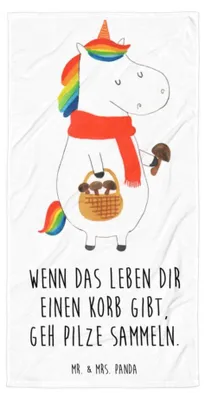 Produktbild von Mr. & Mrs. Panda Handtuch Einhorn Pilz - Weiß - Geschenk, Reisehandtuch, Badehandtuch, Pilze, Unicorn, Motivation, Einhörner, Strandlaken, Frottee-Handtuch, Strandtuch