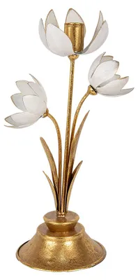 Produktbild von Clayre & Eef Kerzenständer Blume 16x11x30 cm Goldfarbig Metall