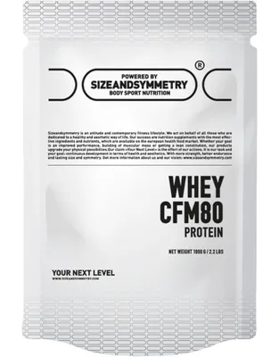 Produktbild von Sizeandsymmetry Whey 80 CFM 1000 g Erdbeere / Whey Protein / Premium CFM mikrofiltriertes 100%iges Whey Proteinkonzentrat