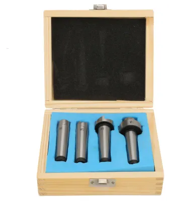 Image de Jeu de 4 centres de tournage coniques MT2 pour machines à bois, adaptés aux outils